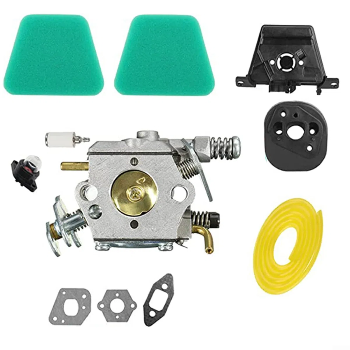 NexRen Carburador de repuesto para Partner 351 352 370 371 390 391 401 420 422 P4 18XT 20XT incluye bombilla de filtro de línea de combustible para modelos McCulloch Cat