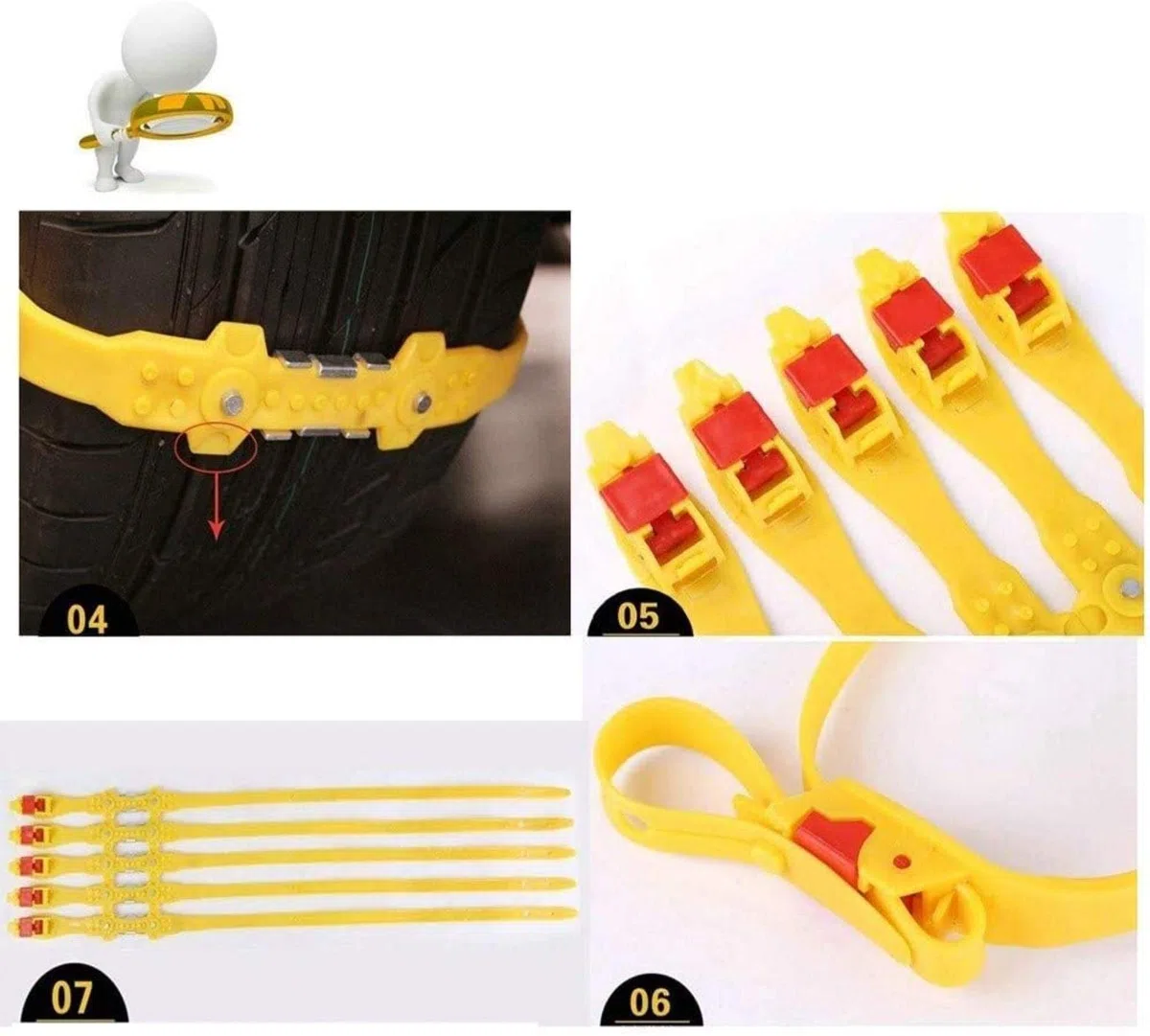 Cadenas de Nieve Antideslizantes Cadenas de Nieve fáciles de Montar para neumáticos Cadenas portátiles de tracción de Emergencia para neumáticos de Nieve para automóviles Universal