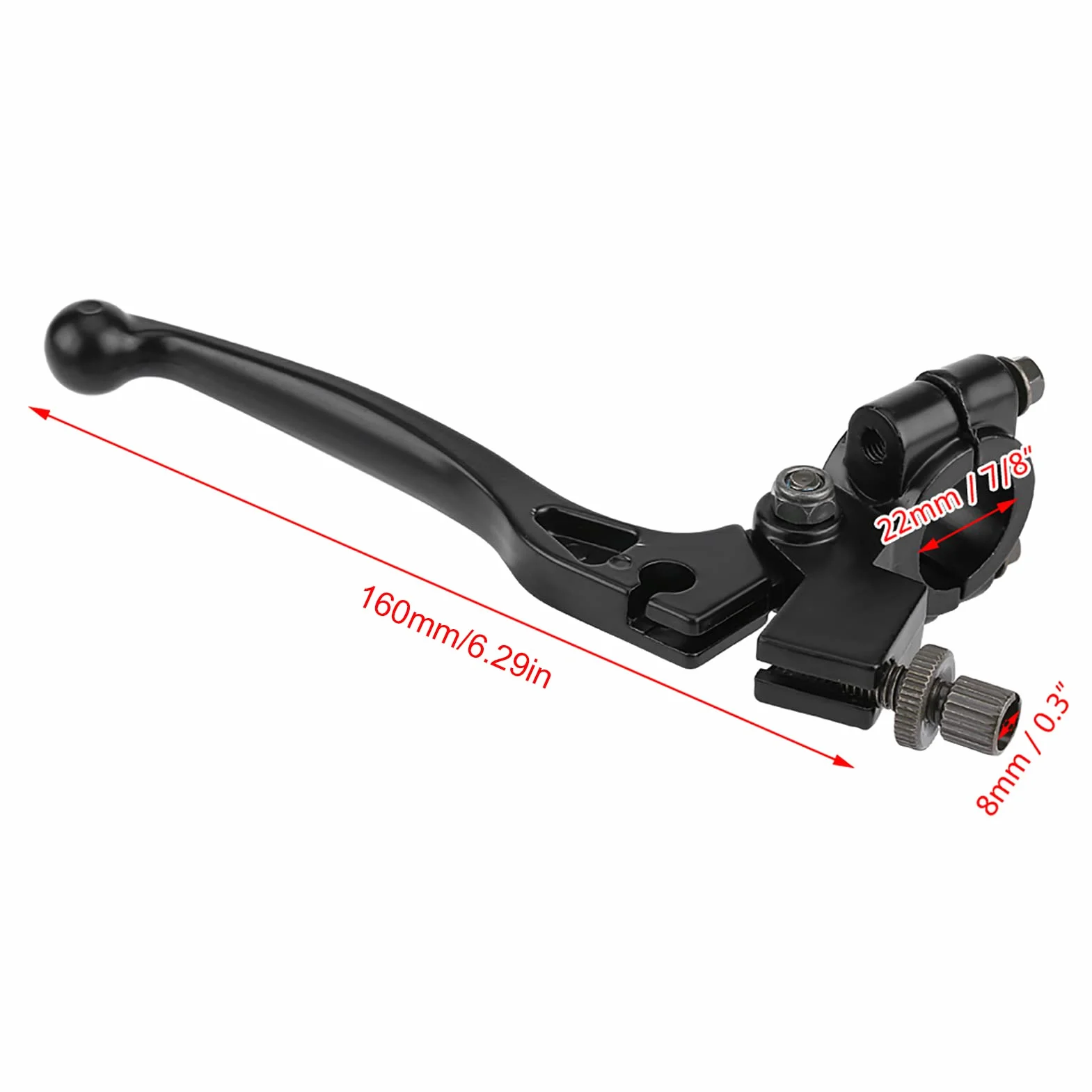 Qiilu Manetas De Embrague De Moto, Palanca de freno de embrague plegable de 22 mm 7/8 pulg. De aluminio con percha para 50CC - 125CC Dirt Pit Bike