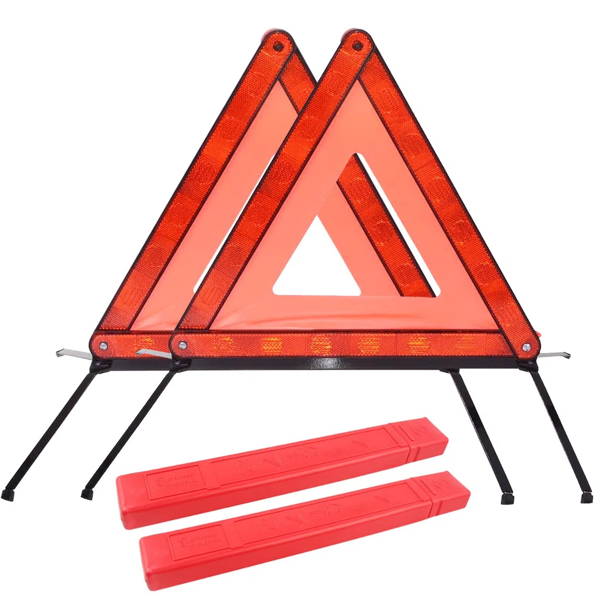 ACONDE Triángulo de advertencia plegable para coche, con caja de almacenamiento, para señales de advertencia en caso de parada temporal o avería, 2 unidades