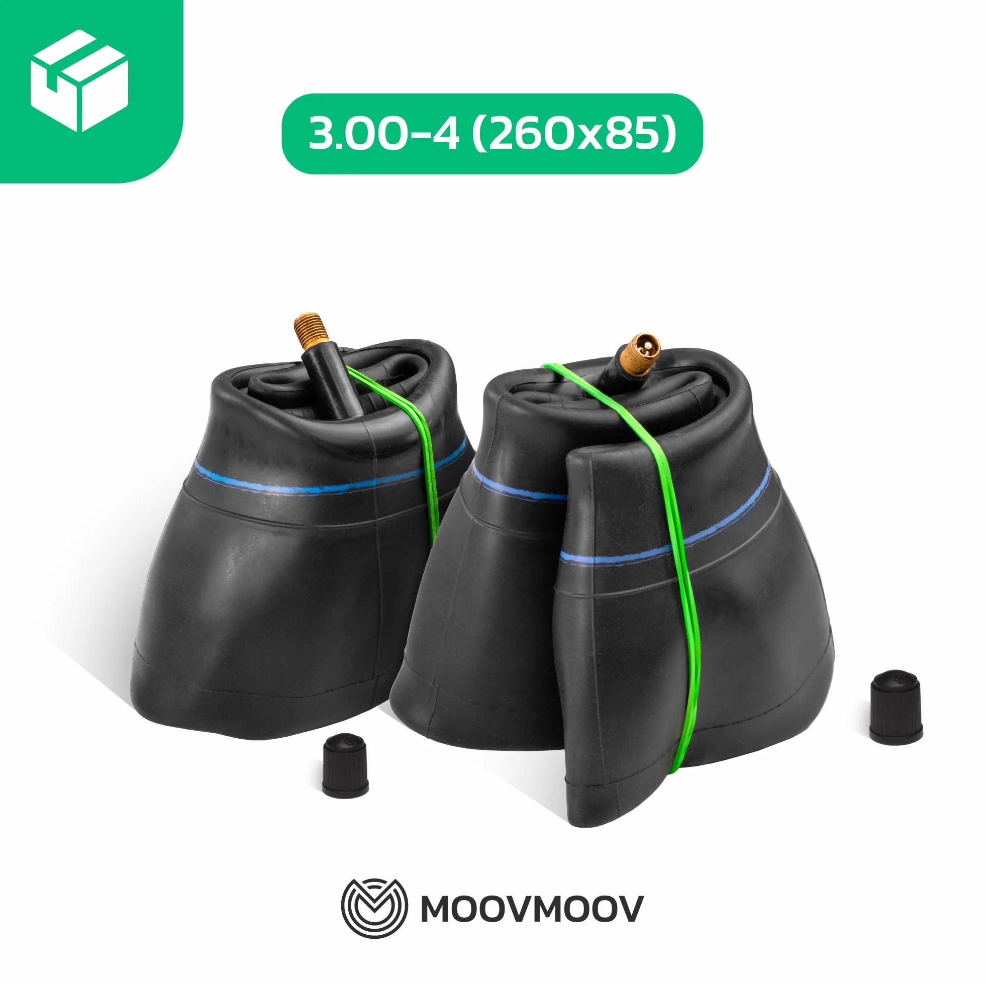 MOOVMOOV Cámara de aire 3.00-4 Válvula Recta TR13 (x2) – Cámaras de aire de Repuesto 260x85 para Carretilla, Carro y Remolque de Jardín, otros – Compatible con Neumáticos 3.50-4 y 260x85 mm