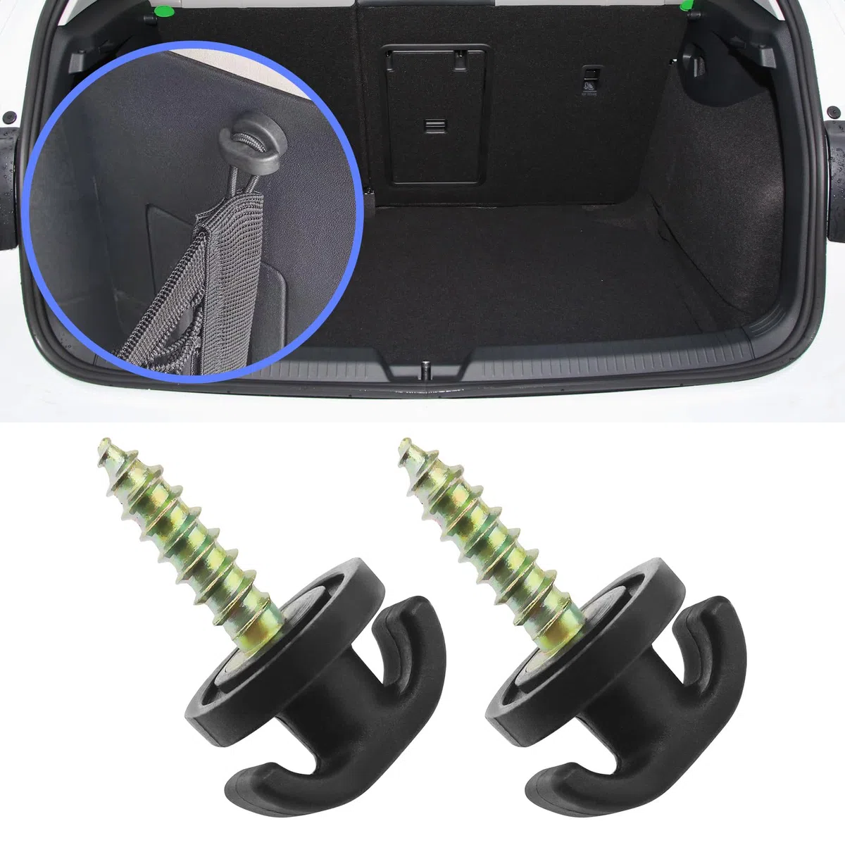 EMSea 10 ganchos para maletero de coche, gancho vertical para equipaje, gancho de red de carga de coche, ganchos para maletero de coche, para respaldos de asiento de coche, red organizadora de