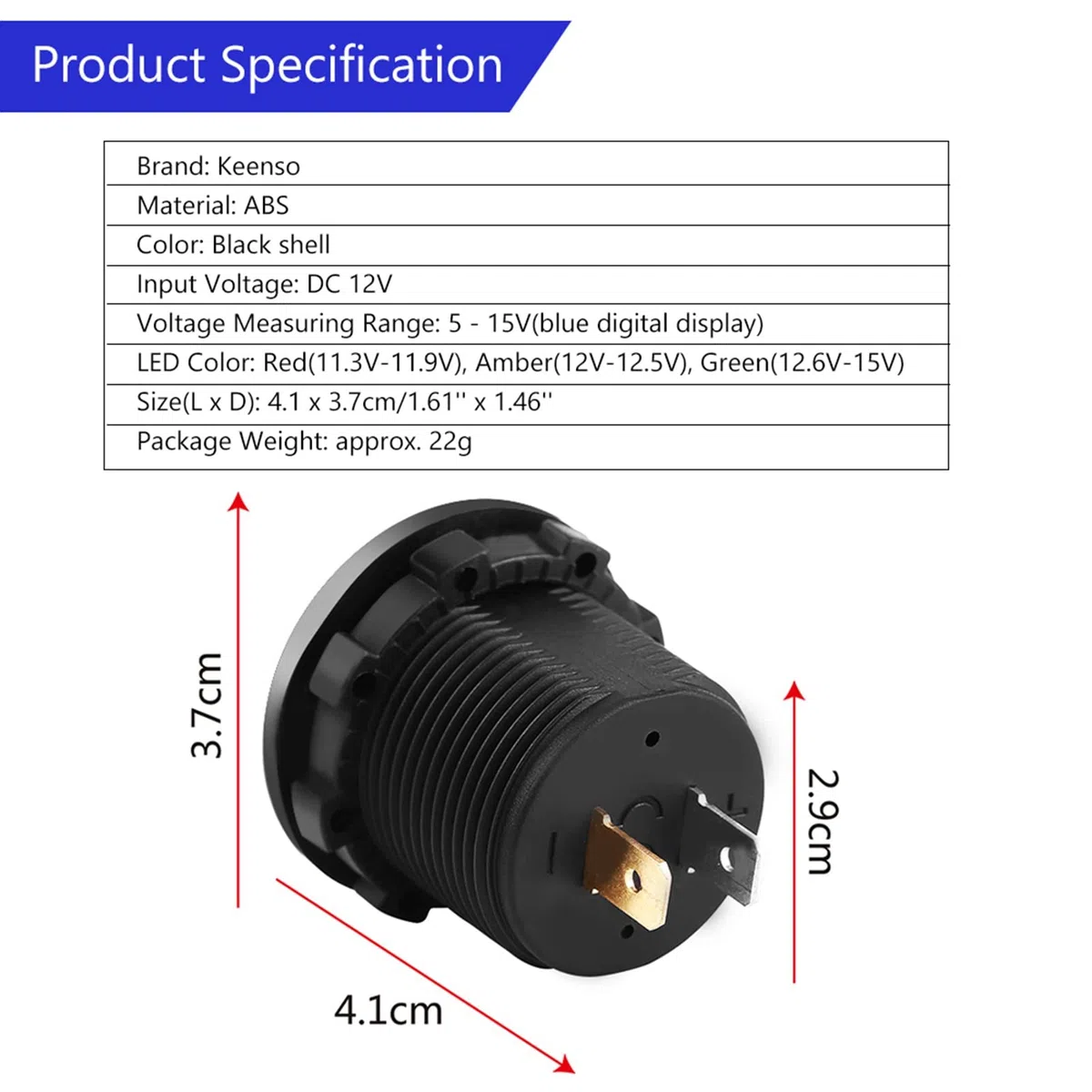 voltimetro 12v + Akozon Voltímetro 12 V Motocicleta Coche LED Pantalla digital Voltímetro Impermeable Voltaje Volt Meter Negro