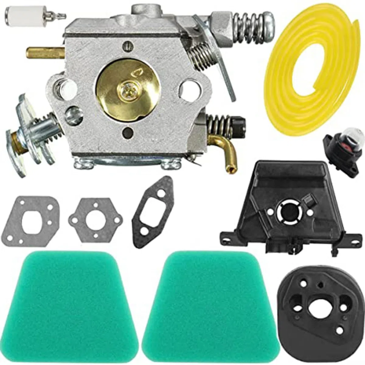 NexRen Carburador de repuesto para Partner 351 352 370 371 390 391 401 420 422 P4 18XT 20XT incluye bombilla de filtro de línea de combustible para modelos McCulloch Cat