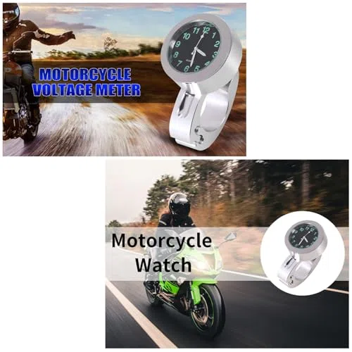 Yctze para Daystar 125 horloge guidon mm 1pc Plata Motocicleta Impermeable Manillar Glow Mount Reloj Reloj Universalreloj para Manillar de Moto AK 550 uhr Fuer