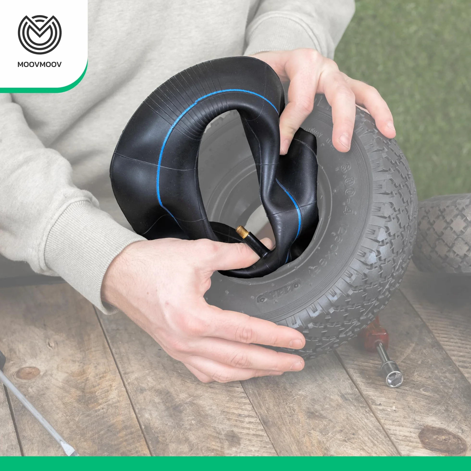 MOOVMOOV Cámara de aire 3.00-4 Válvula Recta TR13 (x2) – Cámaras de aire de Repuesto 260x85 para Carretilla, Carro y Remolque de Jardín, otros – Compatible con Neumáticos 3.50-4 y 260x85 mm