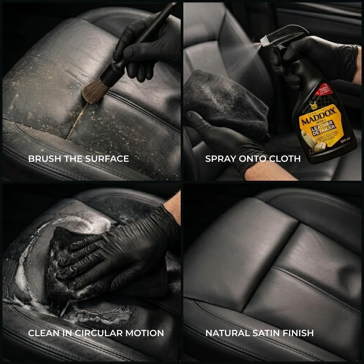 Maddox Detail - Limpiador Cuero Coche y Acondicionador | Limpieza Coche Tratamiento de Piel | Limpieza Coche Cuero y Eliminación de Suciedad y Manchas | Restaura Asientos | Leather Detailer 500ml