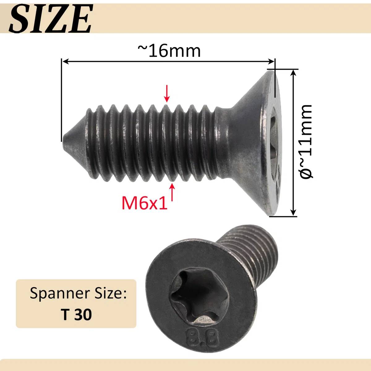 AERZETIX - C72964-2x Tornillo, disco de freno М6x1 - lado de montaje eje trasero, delantero - compatible con números OE N0142265