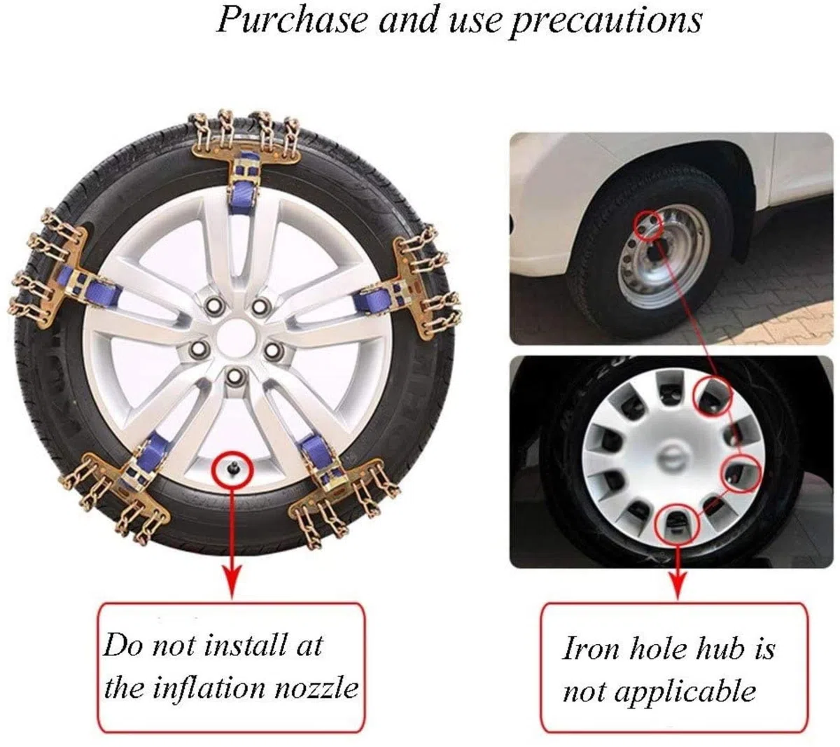 Cadenas de Nieve, Cadenas de Nieve de Invierno para Ruedas de Coche, Cadenas de Nieve para neumáticos de Coche, Cadenas universales para vehículos Todoterreno, camionetas, SUV, Bar