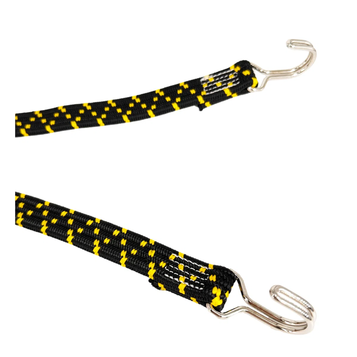 Cuerda Elástica con Ganchos de Acero, 200cm, 120% Estiramiento, para Viajes, Mudanzas, Camping, Almacenaje. Negro.