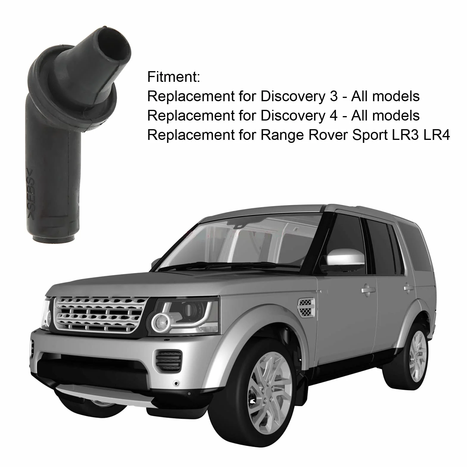 KIMISS Conector de Manguera de Tubo de Drenaje de Agua para Techo Solar, 4 Piezas Conector de Tubo de Drenaje de Techo Solar EEH500100 Reemplazo de Goma Negra para Range Rover Sport LR3 LR4