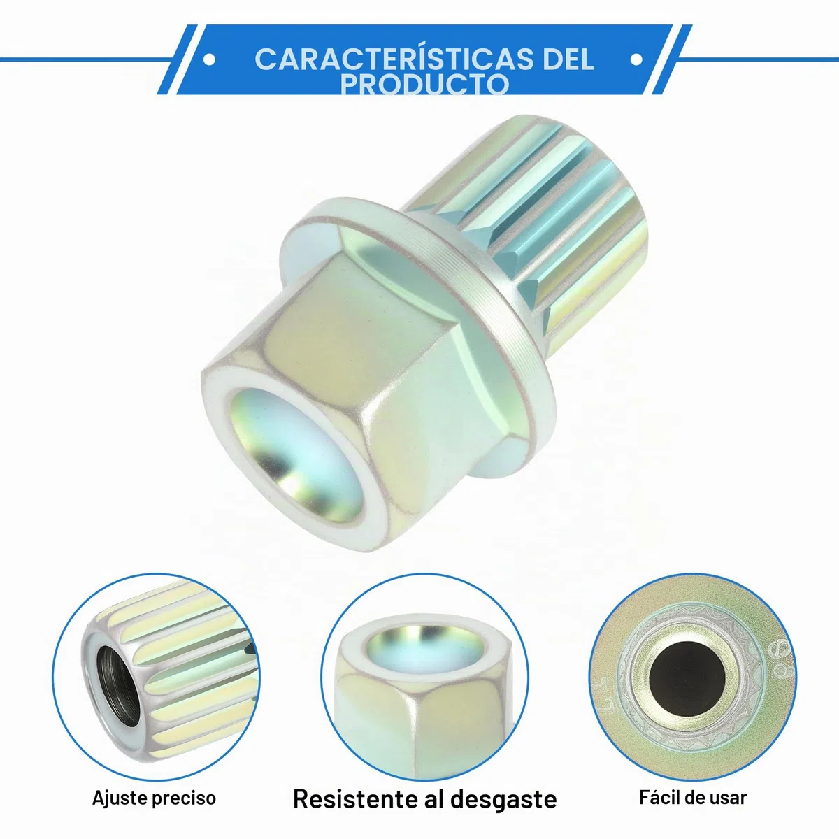 Tuerca De Seguridad Para Rueda Para BMW 33/17Pt 1pc | Para BMW, Tono Plateado, 33/17PT, Altura 30mm, Diámetro Exterior 15mm, Diámetro Interior 7.5mm, Torque Máximo 120Nm