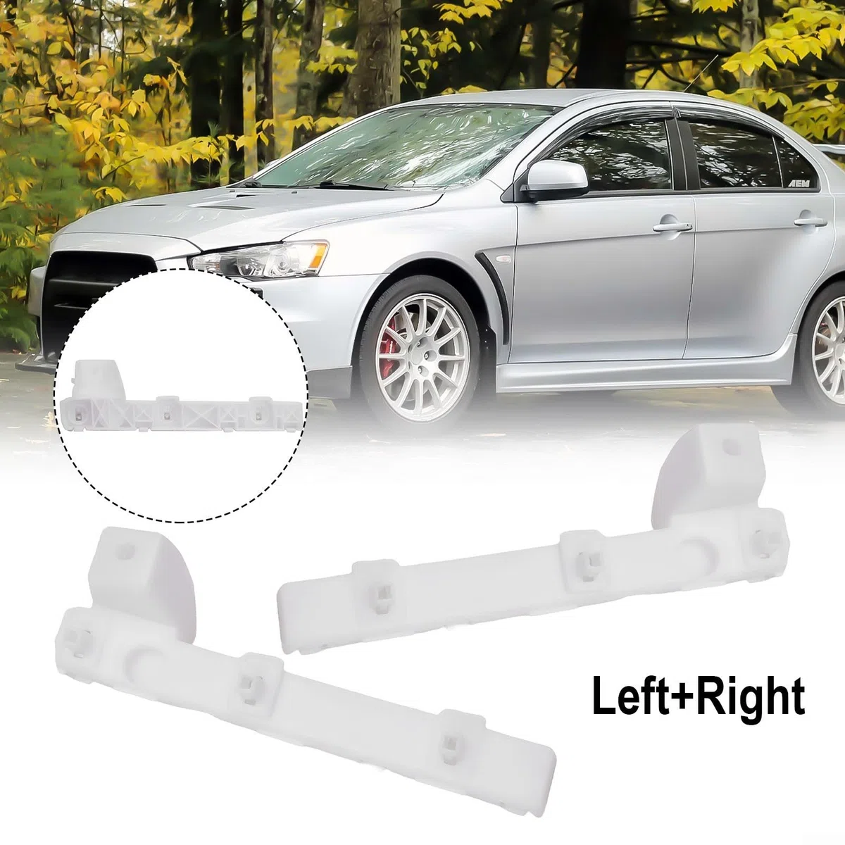 Par de soportes de parachoques delantero Mitsubishi Lancer 2008-2017 compatible con 6400F549 6400F550 plástico izquierdo y derecho blanco