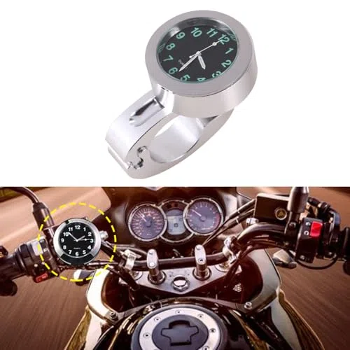 Yctze para Daystar 125 horloge guidon mm 1pc Plata Motocicleta Impermeable Manillar Glow Mount Reloj Reloj Universalreloj para Manillar de Moto AK 550 uhr Fuer