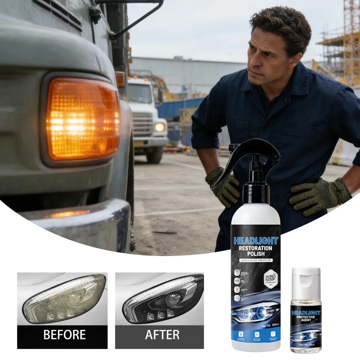 Genérico Kit Restauración Faros - 180ml Headlight Cleaner | Líquido Duradero Headlight Cleaner and Restorer Kit - Reparación Visibilidad Automotriz | Auto Motocicleta Garaje Taller Viaje Conducción