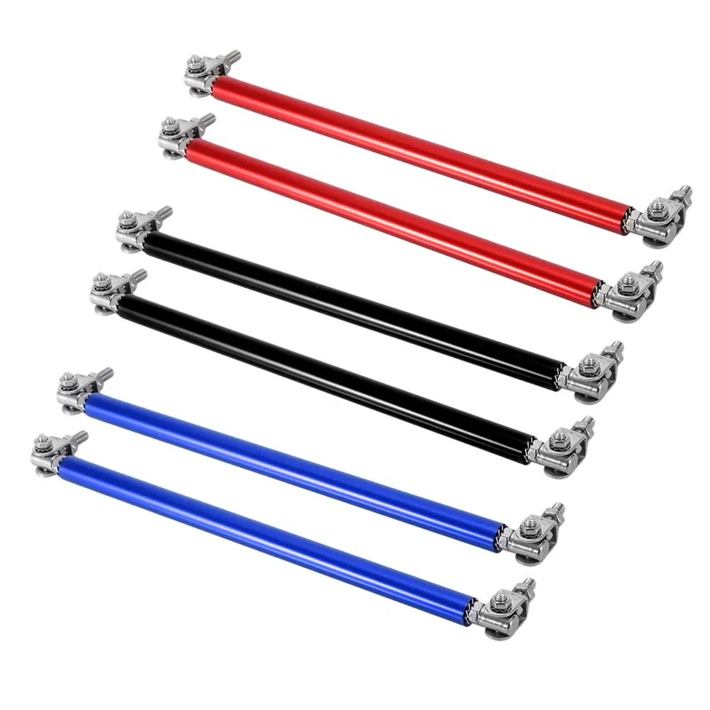 barra lip delantero-Duokon Barras de soporte 1 par 20 cm Barra de soporte de parachoques delantero de aluminio del coche Barra de soporte de modificación del coche(Negro)