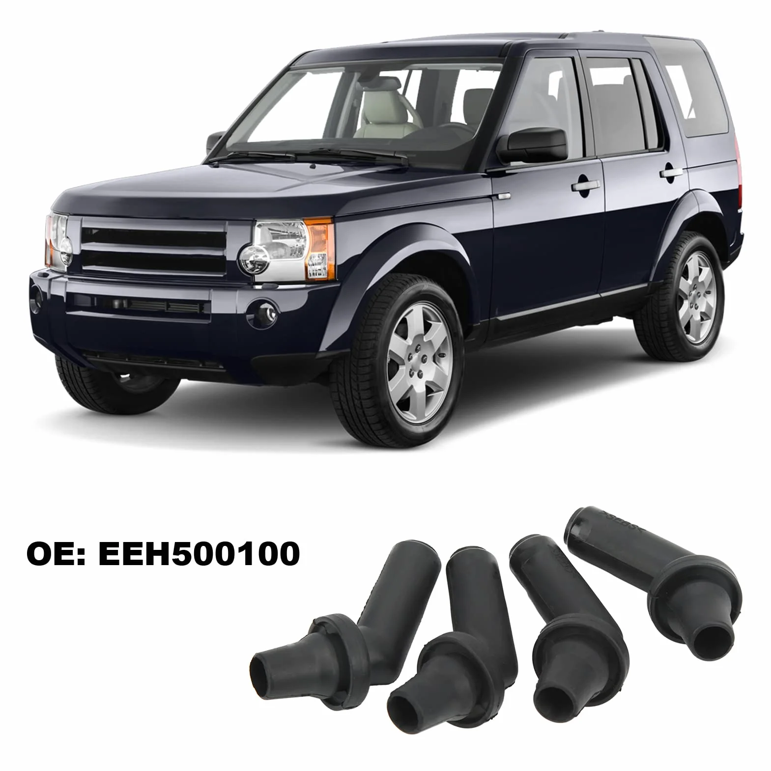 KIMISS Conector de Manguera de Tubo de Drenaje de Agua para Techo Solar, 4 Piezas Conector de Tubo de Drenaje de Techo Solar EEH500100 Reemplazo de Goma Negra para Range Rover Sport LR3 LR4