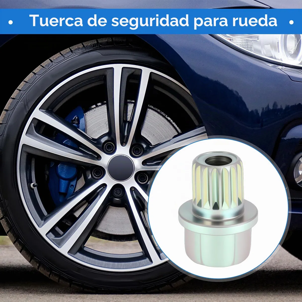 Tuerca De Seguridad Para Rueda Para BMW 33/17Pt 1pc | Para BMW, Tono Plateado, 33/17PT, Altura 30mm, Diámetro Exterior 15mm, Diámetro Interior 7.5mm, Torque Máximo 120Nm