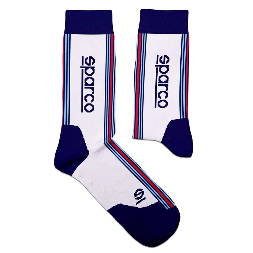 Calcetines Sparco Diseño Martini-R Talla 41-46 Blanco/Azul Marino