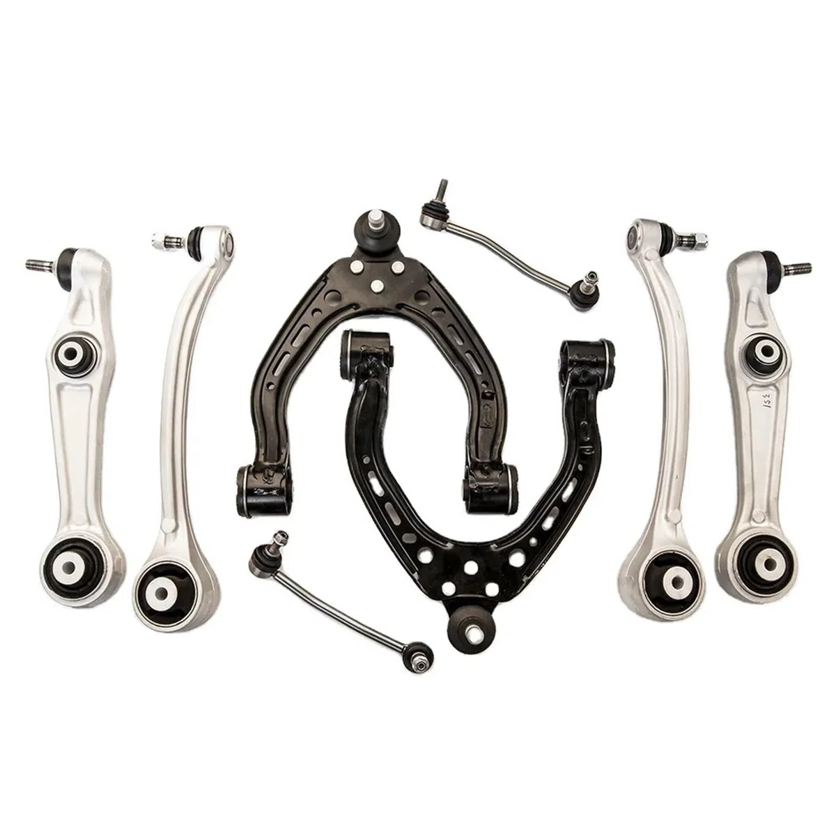 Juego de brazos de control del sistema de suspensión for kit de enlaces delanteros, extremos de barra de acoplamiento, barra estabilizadora compatible con Tesla Model XS