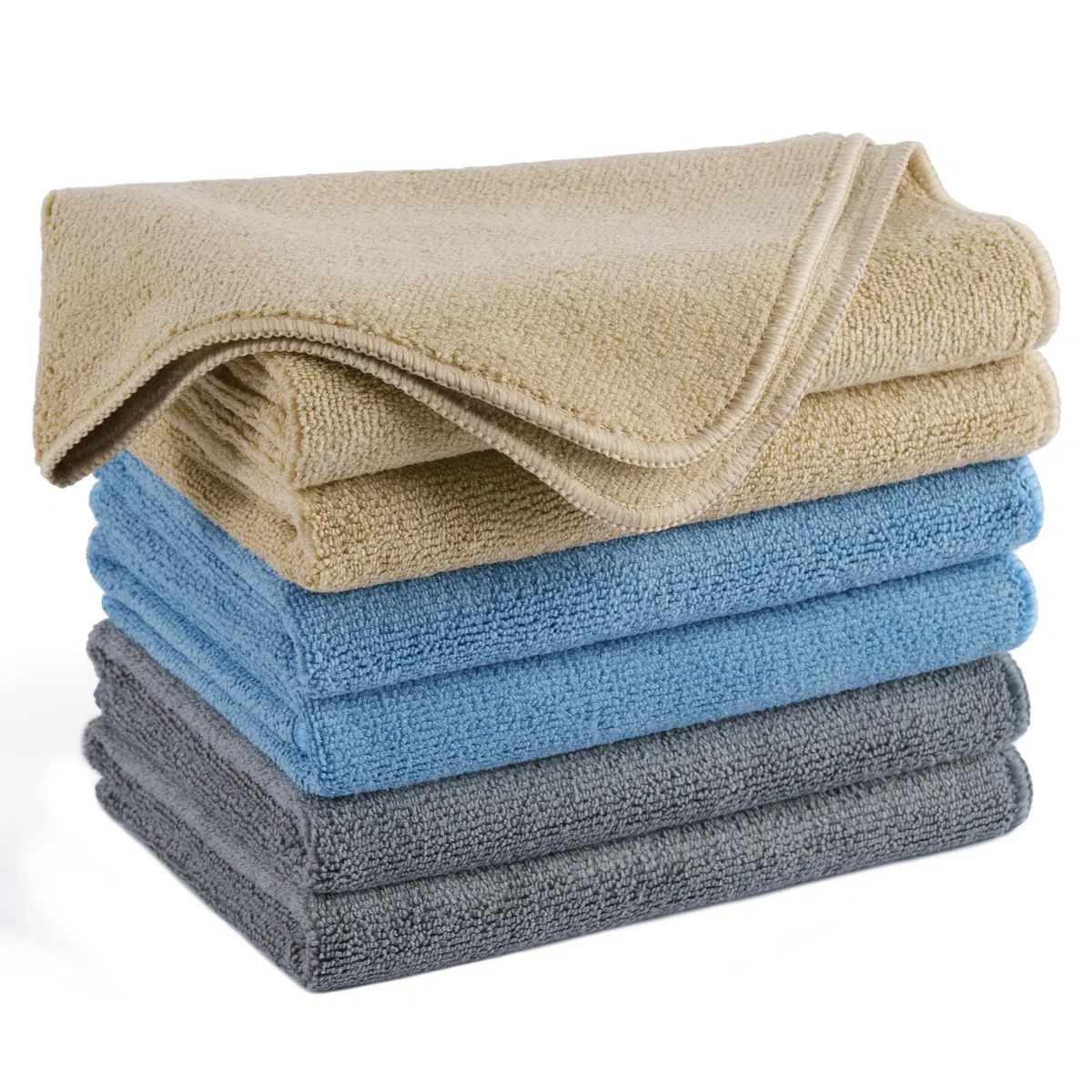 Polyte - Paño de Limpieza de Microfibra - Ideal para Uso Profesional - Azul, Desierto, Gris - 41 x 61 cm - Pack de 6