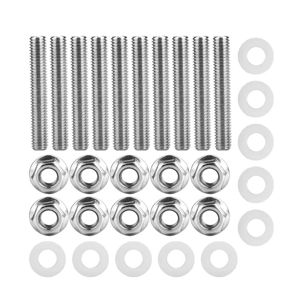 10 piezas Tuercas y Tornillos de Colector de Escape, Acero Inoxidable