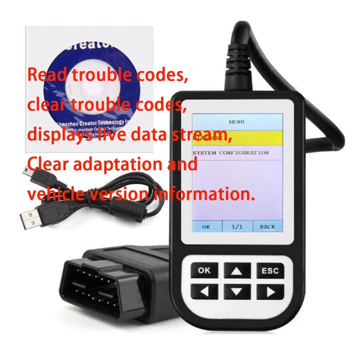 Herramienta de diagnóstico de escáner de código OBD2 C110+ - Lector de código automotriz para diagnóstico de automóviles y detección de fallos