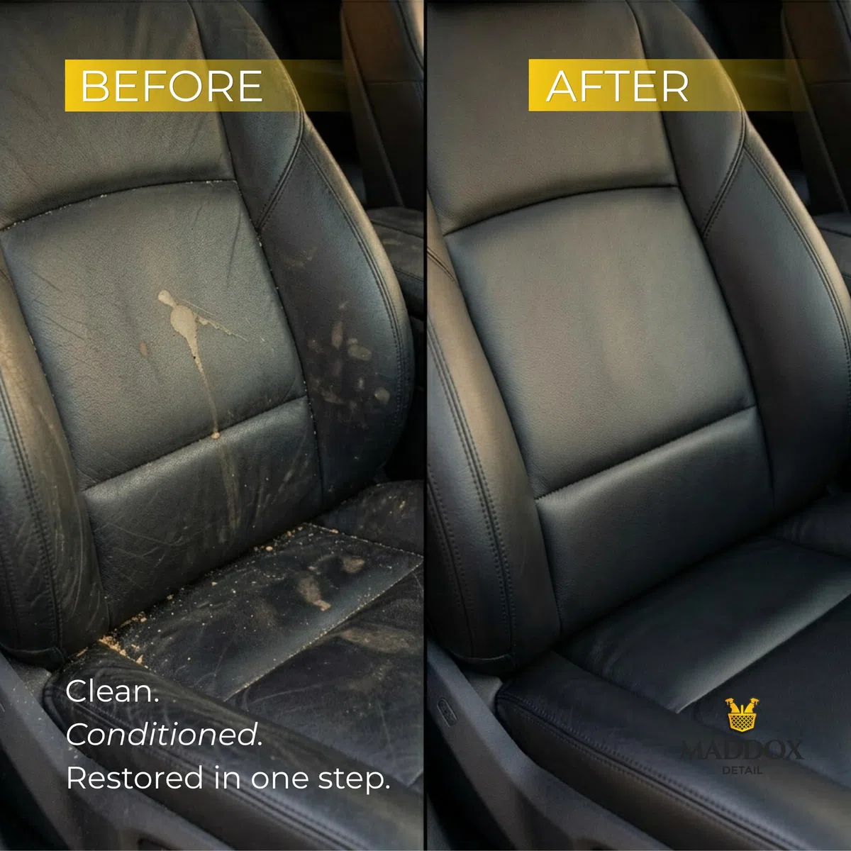 Maddox Detail - Limpiador Cuero Coche y Acondicionador | Limpieza Coche Tratamiento de Piel | Limpieza Coche Cuero y Eliminación de Suciedad y Manchas | Restaura Asientos | Leather Detailer 500ml