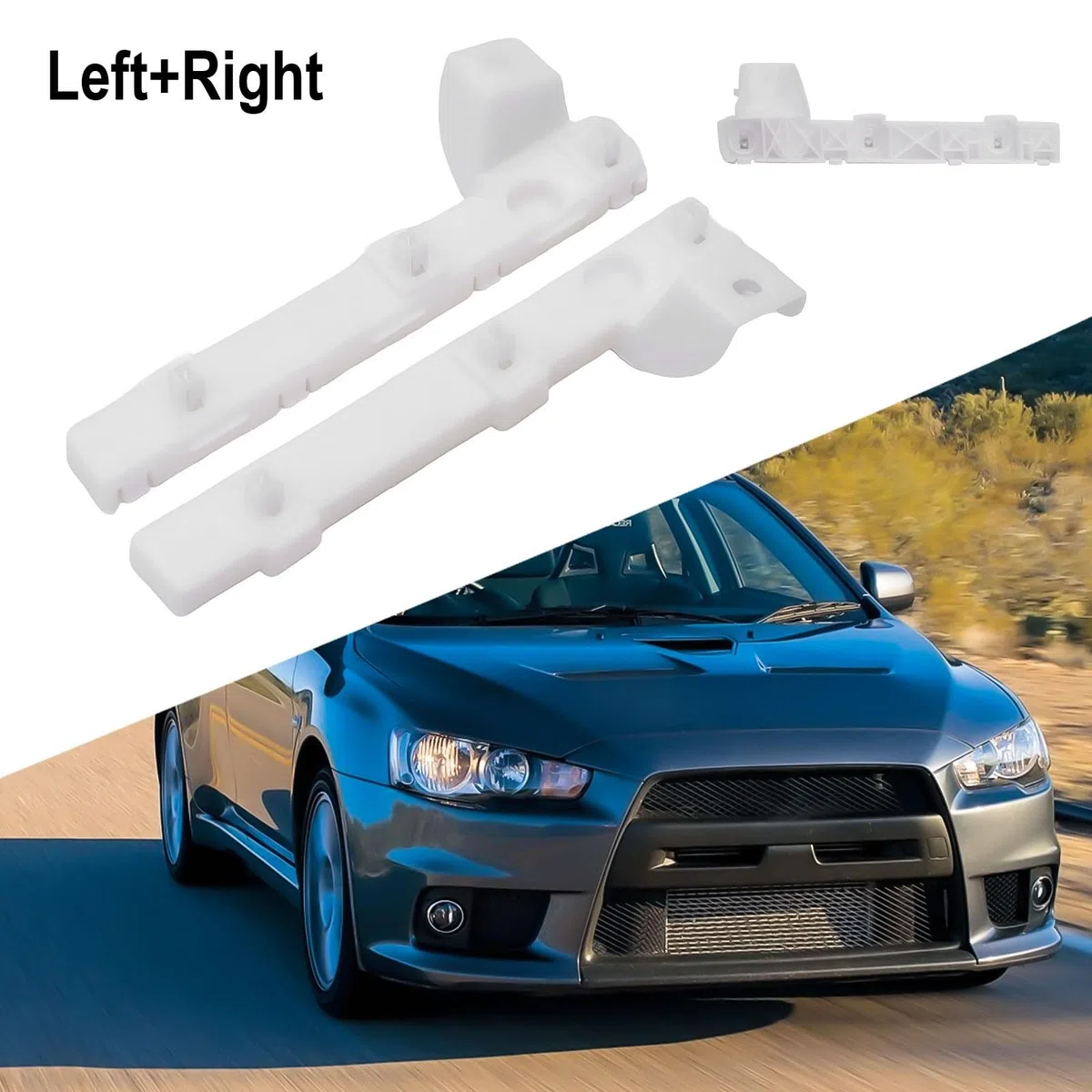 Par de soportes de parachoques delantero Mitsubishi Lancer 2008-2017 compatible con 6400F549 6400F550 plástico izquierdo y derecho blanco