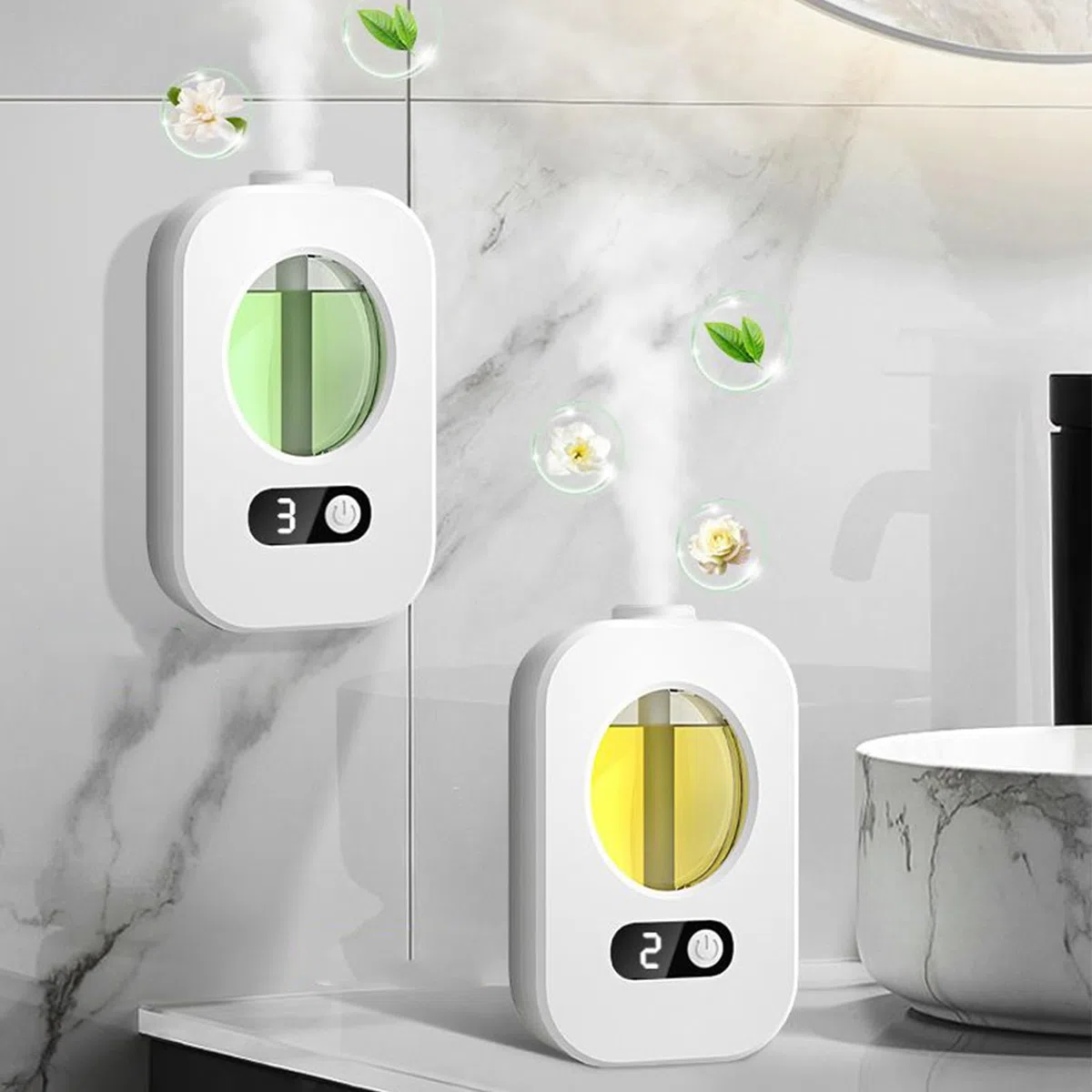 Ambientador inteligente, dispensador automático de aromas, dispositivo sin agua de 6 niveles con operaciones silenciosas, difusor recargable, aromaterapia para el hogar con diseño elegante, solución