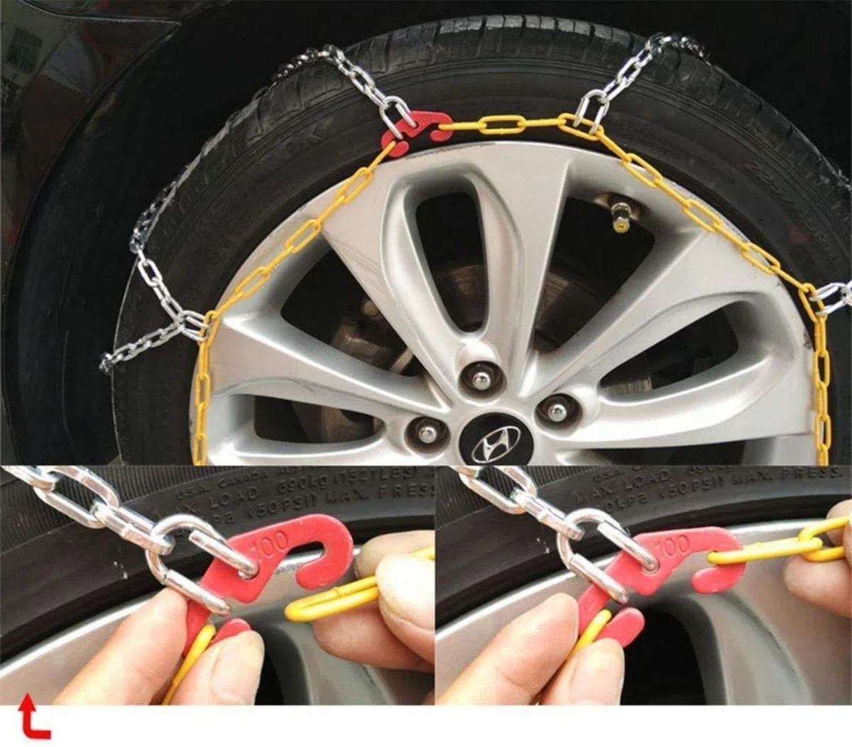 Cadenas para Nieve, Cadena de tracción para neumáticos, Cadena Antideslizante para Coche, Cadena Antideslizante para neumáticos para Nieve, Cadena Antideslizante de aleación, Caden