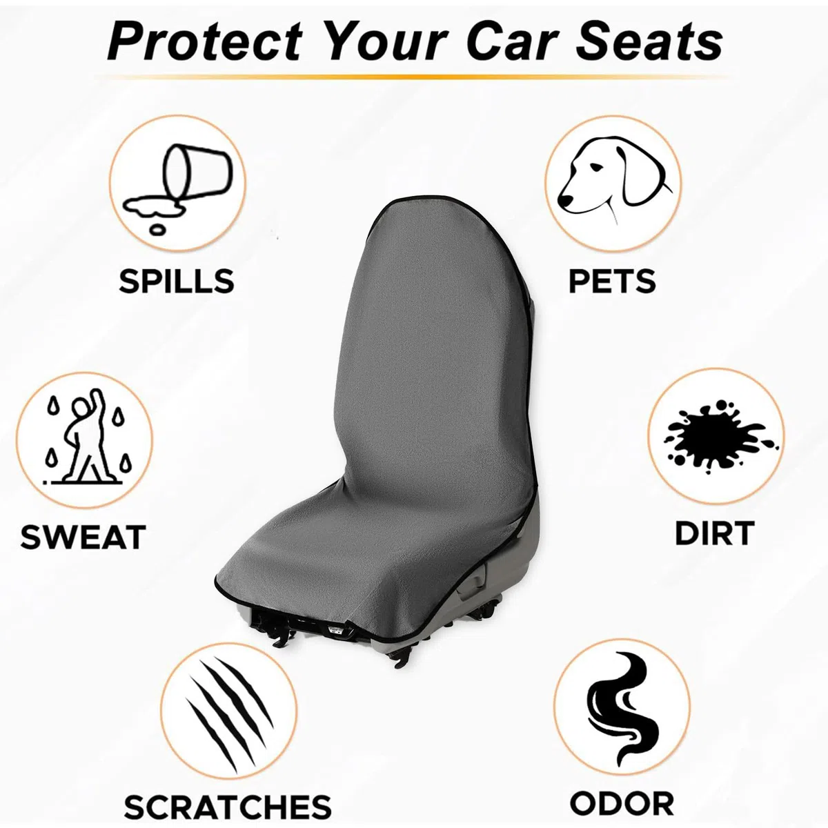 1 Funda Antideslizante para Asiento De Coche, Toalla Impermeable para El Sudor, Funda para Asiento Delantero, Adecuada para Fitness, Playa, Yoga, Toallas para Asiento De Coche (Gris)