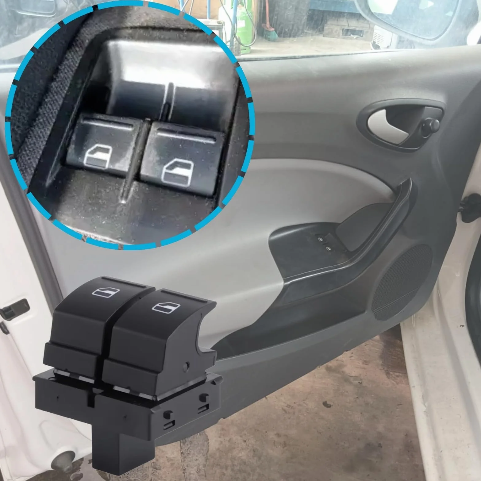 Twowinds - Interruptor Elevalunas 1K3959857A Compatible con Seat Ibiza León Toledo, VW Golf - Puerta Delantera Izquierda (lado conductor) - Botonera Ventana - Botón Ventanillas Delanteras