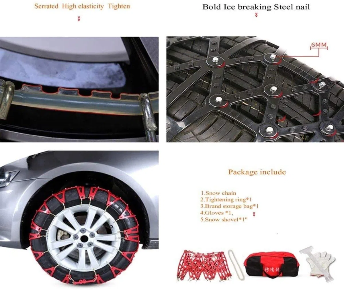 Cadenas de Nieve para automóviles Cadenas de Ruedas universales Cadenas de neumáticos Cadena de tracción de neumáticos, fácil de Montar, Antideslizante para neumáticos, tracción de