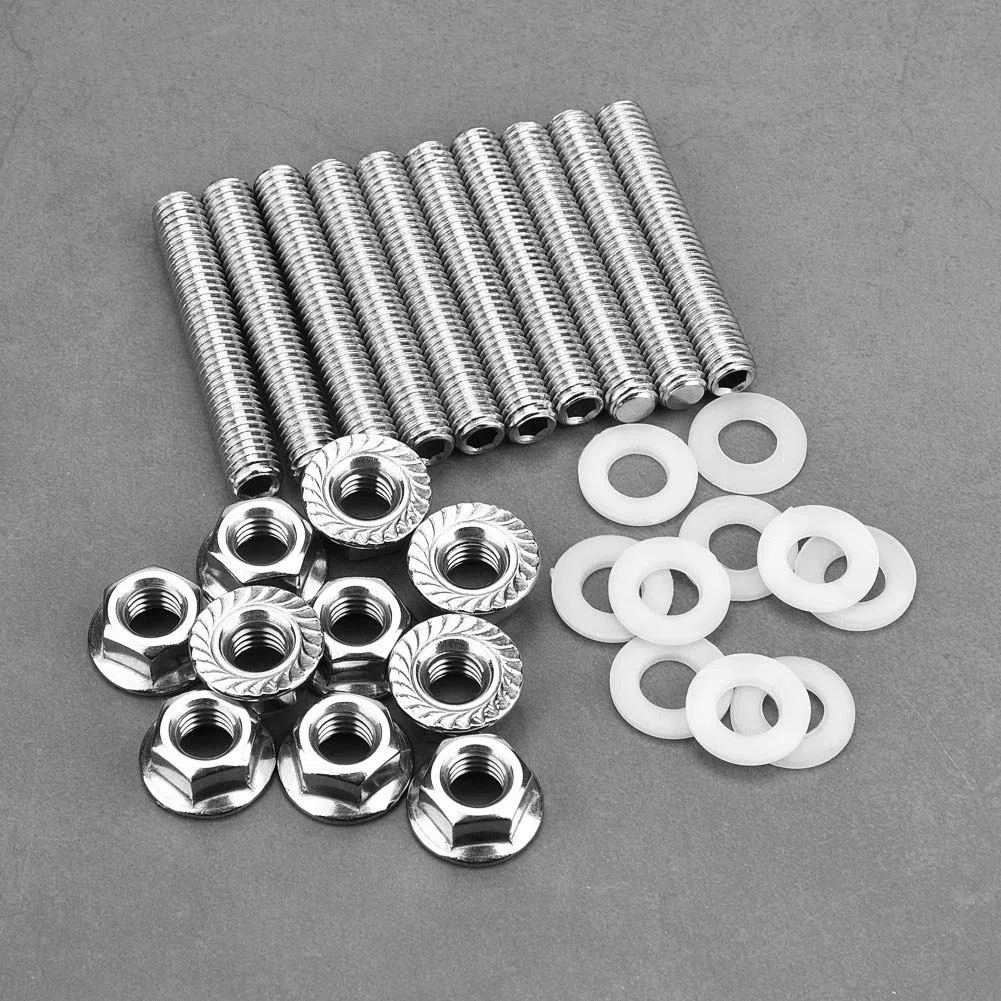 10 piezas Tuercas y Tornillos de Colector de Escape, Acero Inoxidable