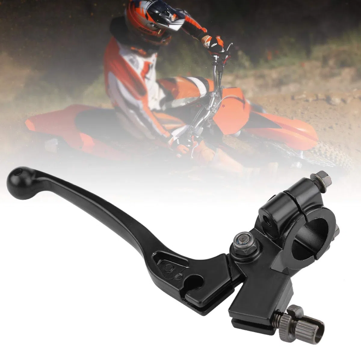 Qiilu Manetas De Embrague De Moto, Palanca de freno de embrague plegable de 22 mm 7/8 pulg. De aluminio con percha para 50CC - 125CC Dirt Pit Bike