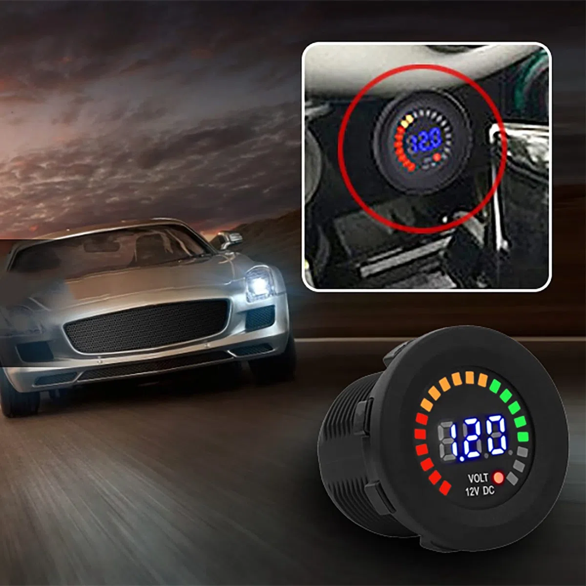 voltimetro 12v + Akozon Voltímetro 12 V Motocicleta Coche LED Pantalla digital Voltímetro Impermeable Voltaje Volt Meter Negro