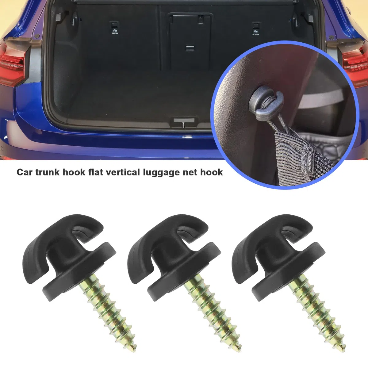 EMSea 10 ganchos para maletero de coche, gancho vertical para equipaje, gancho de red de carga de coche, ganchos para maletero de coche, para respaldos de asiento de coche, red organizadora de