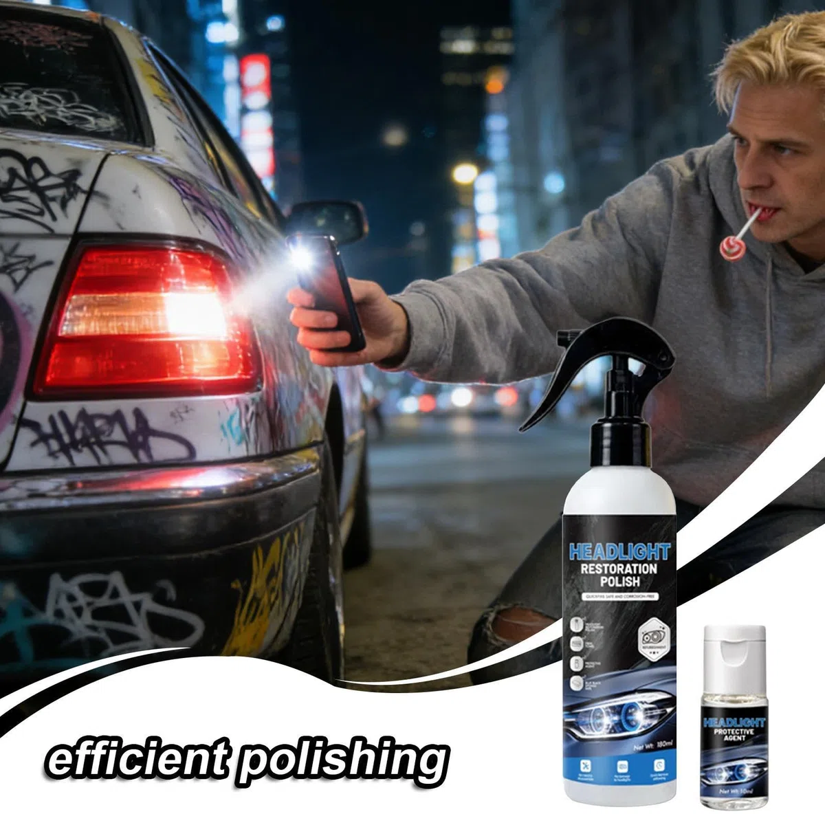 Genérico Kit Restauración Faros - 180ml Headlight Cleaner | Líquido Duradero Headlight Cleaner and Restorer Kit - Reparación Visibilidad Automotriz | Auto Motocicleta Garaje Taller Viaje Conducción