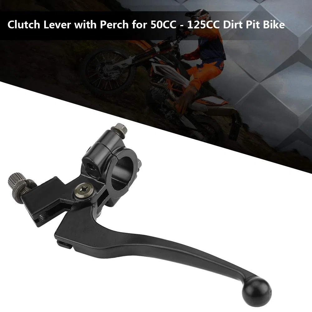 Qiilu Manetas De Embrague De Moto, Palanca de freno de embrague plegable de 22 mm 7/8 pulg. De aluminio con percha para 50CC - 125CC Dirt Pit Bike