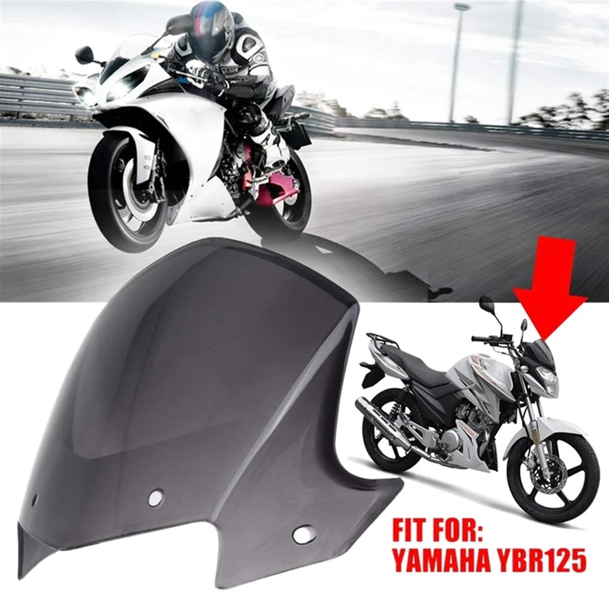 Carenado de Motocicleta Faro De La Motocicleta Carenado De Carenado Parabrisas Marrón Transparente para Yamaha Ybr 125 2014-2017 Accesorios para Motocicletas