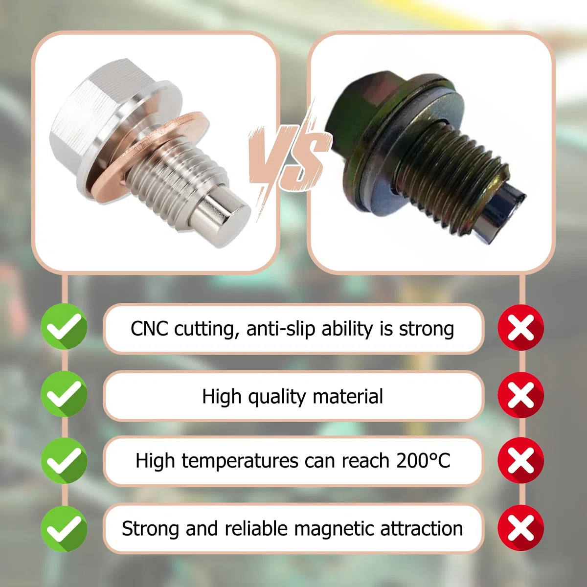 2 tornillos magnéticos de drenaje de aceite, M14 x 1,5, junta magnética, tuerca de drenaje de cárter de aceite, tornillo de drenaje de retorno, adaptador para coche con 4 juntas