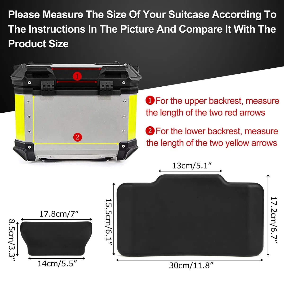 PSLER Cojín de Soporte Trasero para Caja Superior de Motocicleta, Caja Trasera para Bicicleta Respaldo Universa(Maleta 50L)