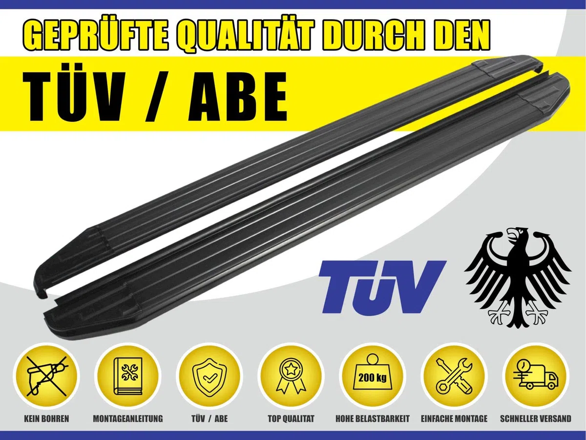J&J AUTOMOTIVE Premium Black Rival - Plataformas con ABE para Audi Q5 2017-2023, diseño OEM de aluminio negro, ajuste izquierdo y derecho, 2 piezas
