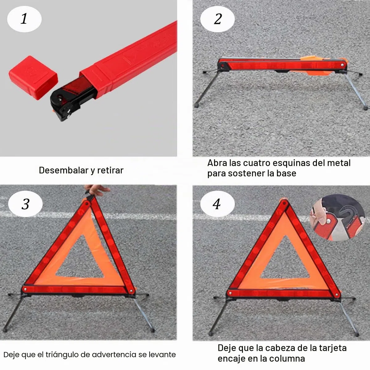 ACONDE Triángulo de advertencia plegable para coche, con caja de almacenamiento, para señales de advertencia en caso de parada temporal o avería, 2 unidades