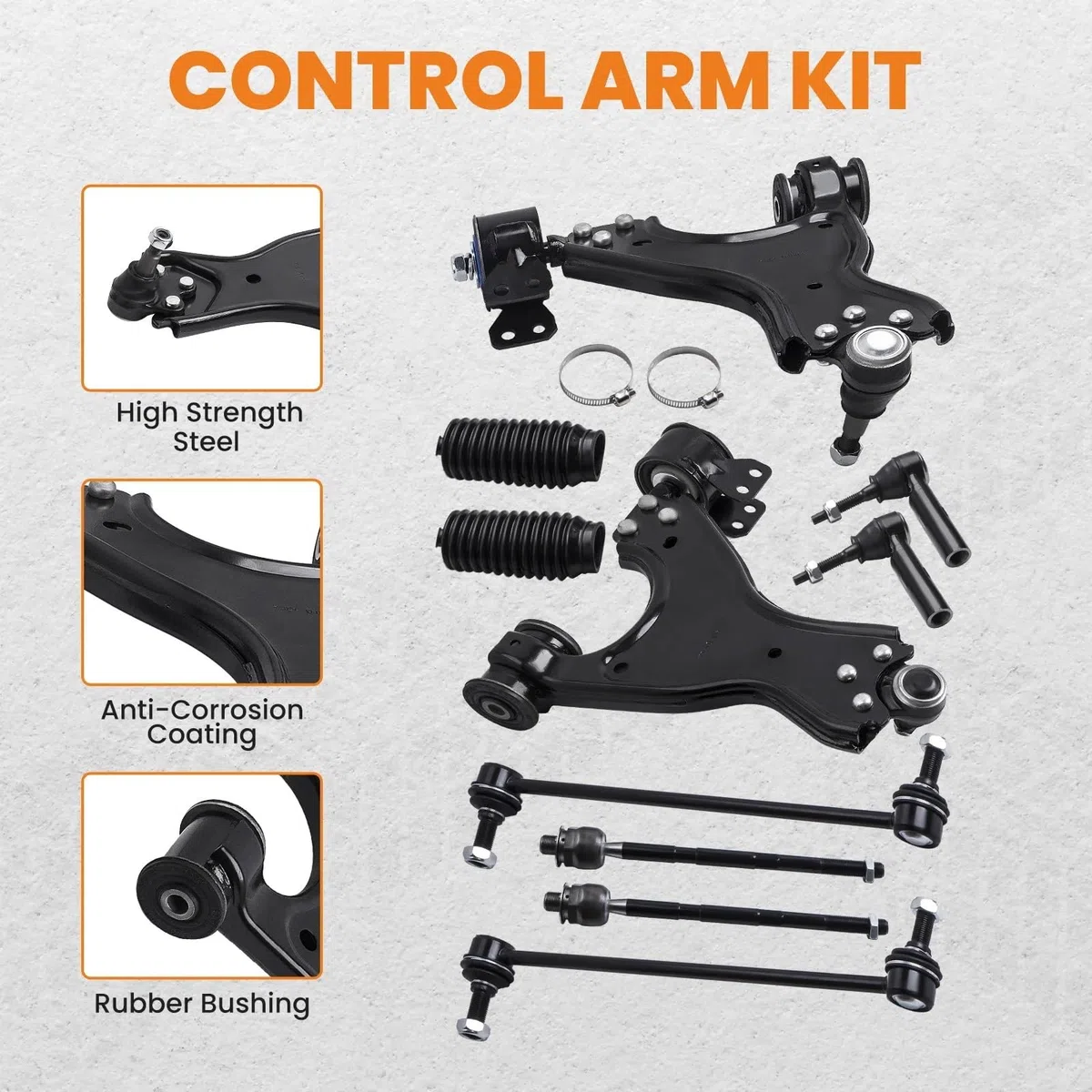 12 kits de suspensión delantera, brazos de control, rótulas y extremos de barra de acoplamiento compatibles con Acadia 2007-2015
