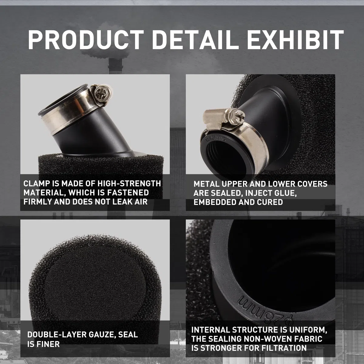 WOOSTAR 28mm Espuma Filtro de Aire Tubo de Cuello Doblado Reemplazo para PY50 PW50 Peewee 50cc 70cc 90cc 110cc 125cc Dirt Bike Motocicleta Go Kart ATV Quad Scooter Negro