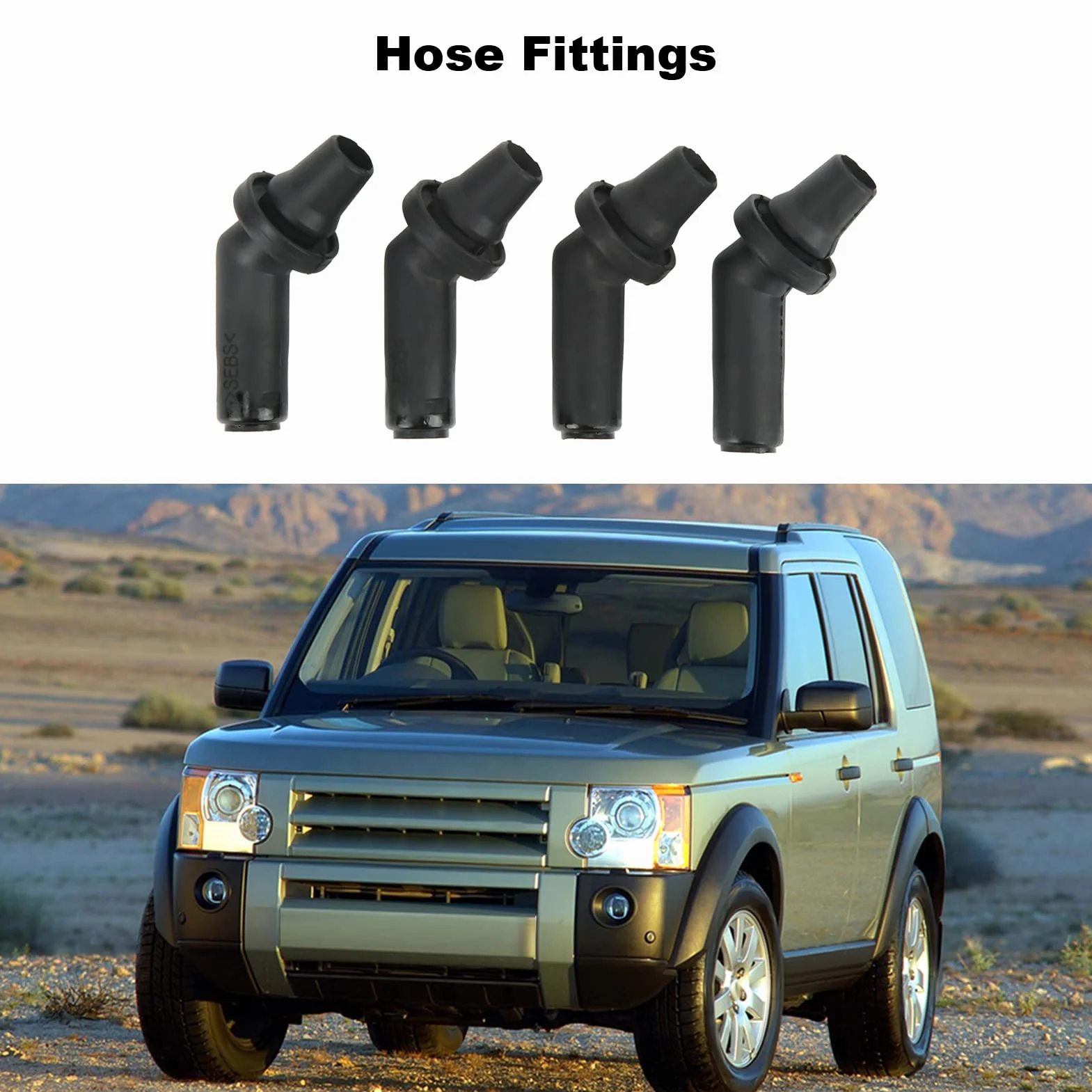KIMISS Conector de Manguera de Tubo de Drenaje de Agua para Techo Solar, 4 Piezas Conector de Tubo de Drenaje de Techo Solar EEH500100 Reemplazo de Goma Negra para Range Rover Sport LR3 LR4