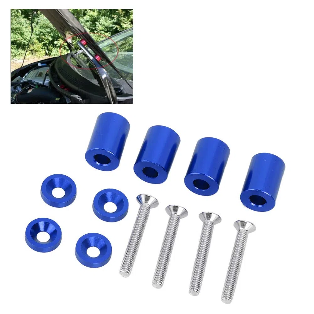Reminnbor Separadores de Capota | Elevador Espaciador de ventilación del capó del Motor de aleación de Aluminio del Coche Apto para Motor de 6 mm(Azul)
