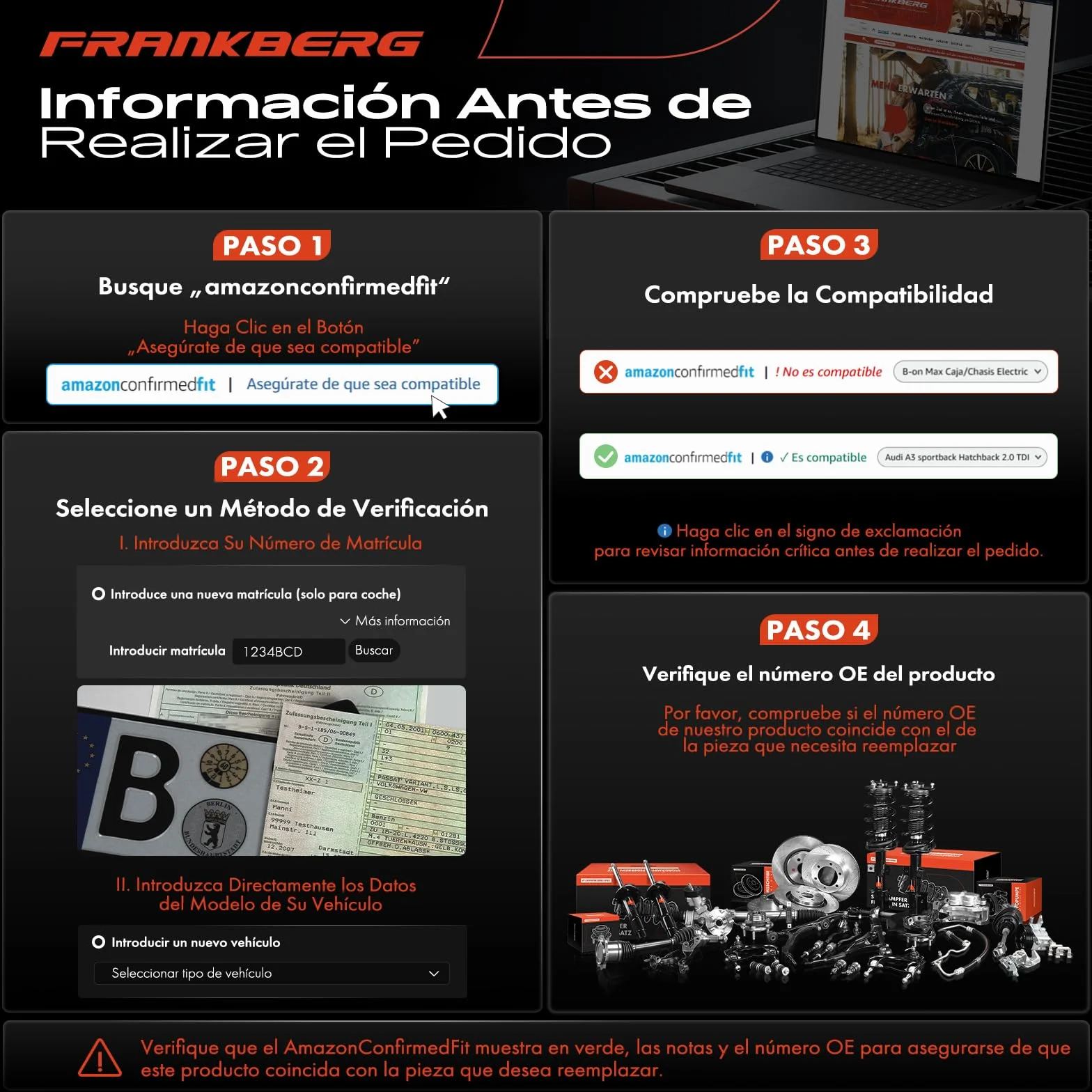 Frankberg Juego de 12 brazos de control delanteros y traseros 4782561AF